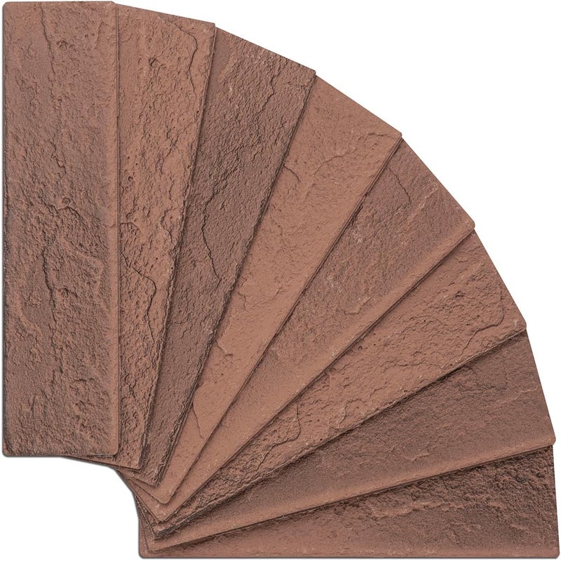 TORURAL Vintage Brown/Red Faux Brick Wall Tiles, 2 Pieces 3D Thin Brick Veneers - Image 3
